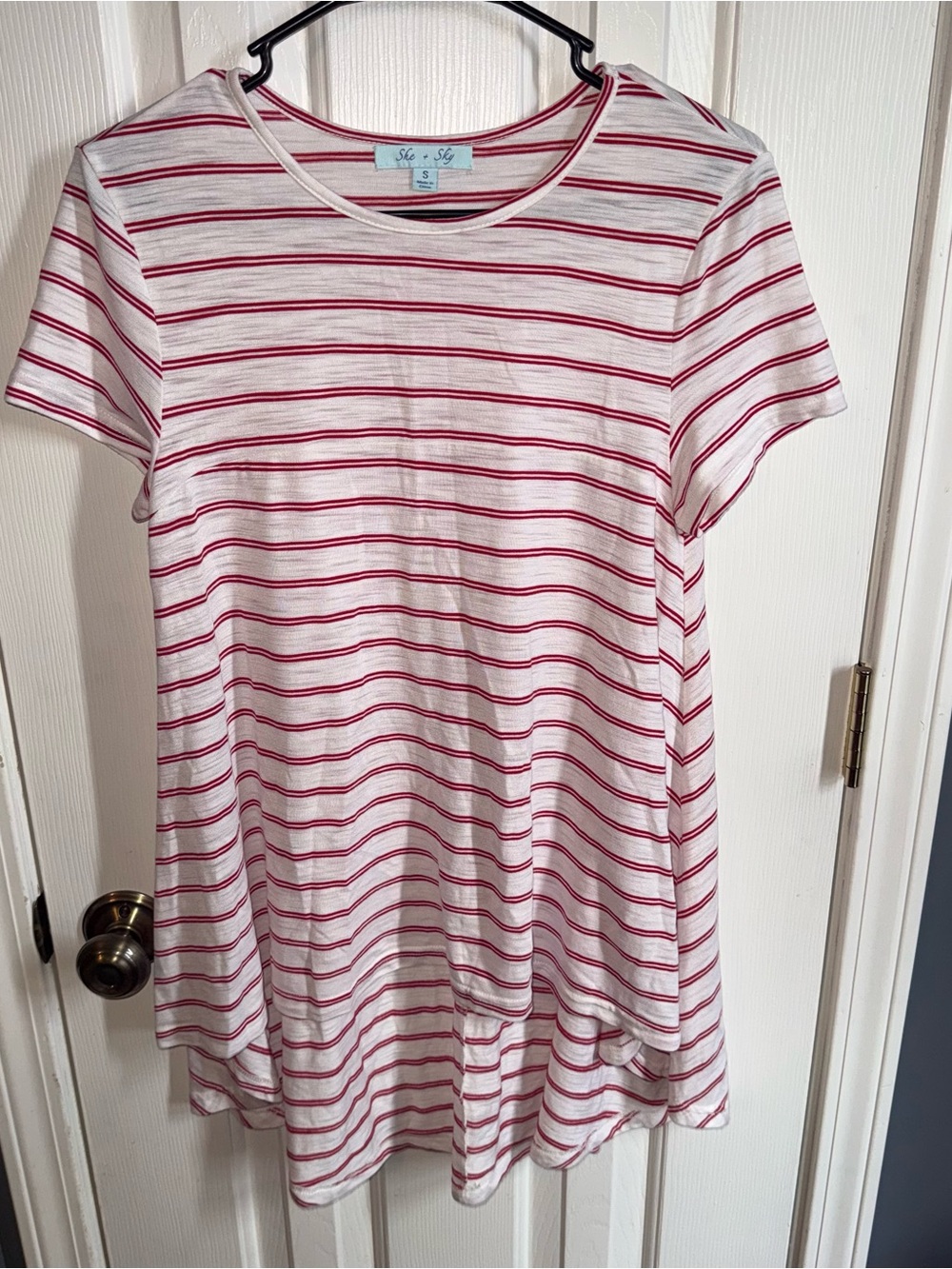She + Sky White Tunic with Pink Stripe Detail
